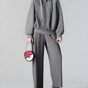 YUDX Pleated Hooded Sweatshirt Pants 2 Pieces Loose Plus Size Hundred Jacket + Trousers Women's Set 2025 Autumn New